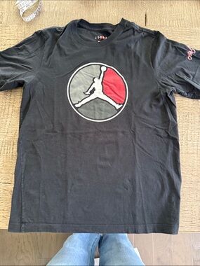Jordan Black T-Shirt with Red and Gray Jumpman Circle